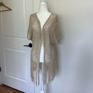 Open knit crochet fringe cardigan festival Coachella western vacation wear